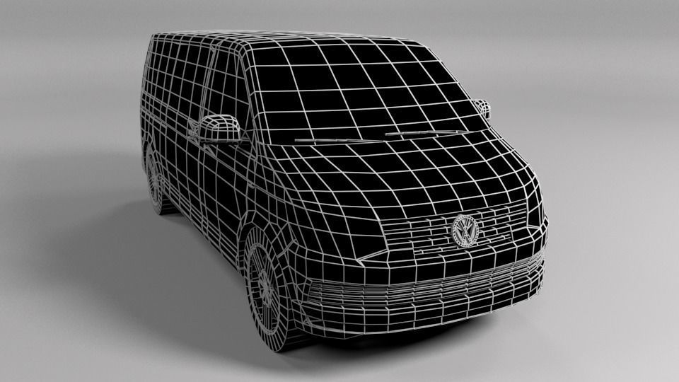 VOLKSWAGEN VW TRANSPORTER T6 LOWPOLY Low-poly 3D model_1
