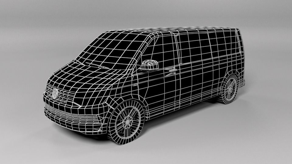 VOLKSWAGEN VW TRANSPORTER T6 LOWPOLY Low-poly 3D model_7