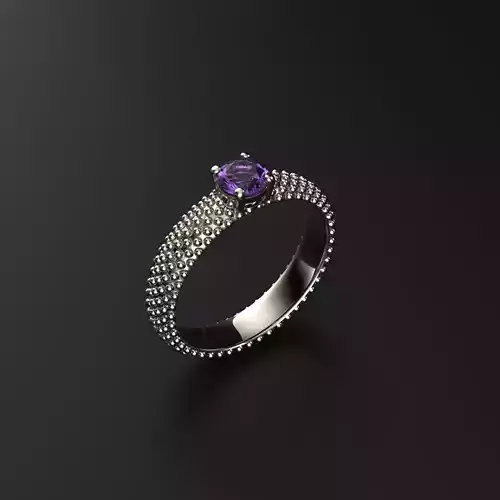 Ring 3D print model amethyst