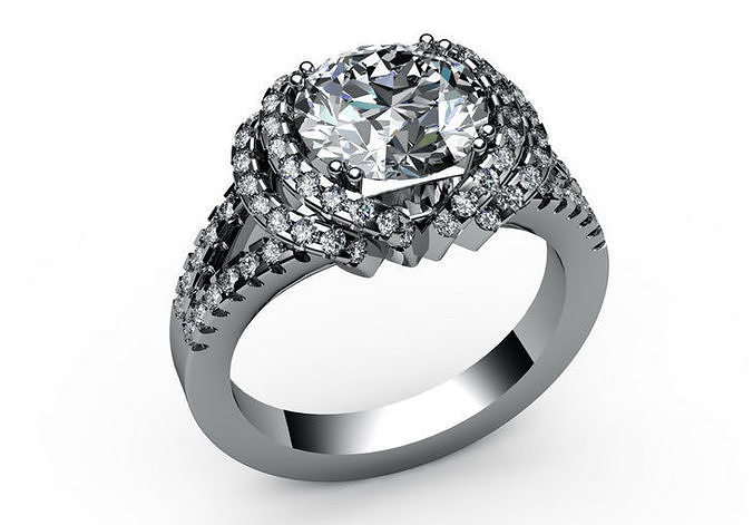 Diamond Round Engagement ring Solitaire Anello ca11 3D print model