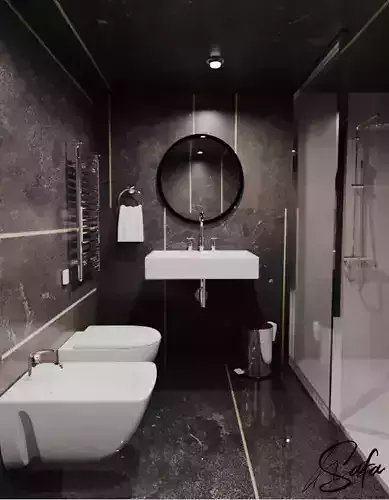 bathroom modern with gold accents 3D model