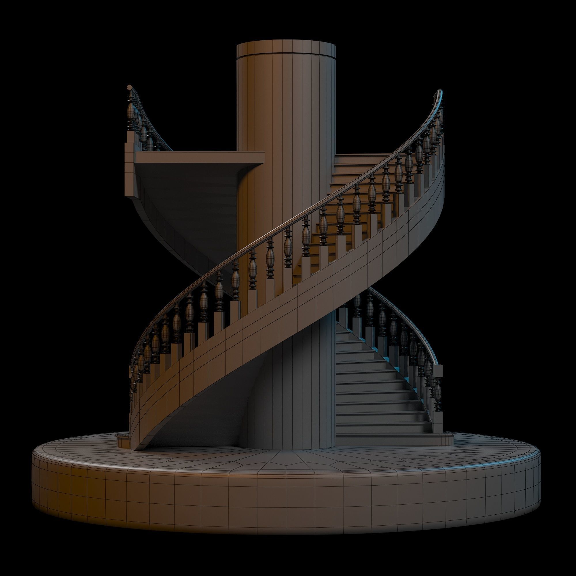 Stairs spiral staircase 3D model_5