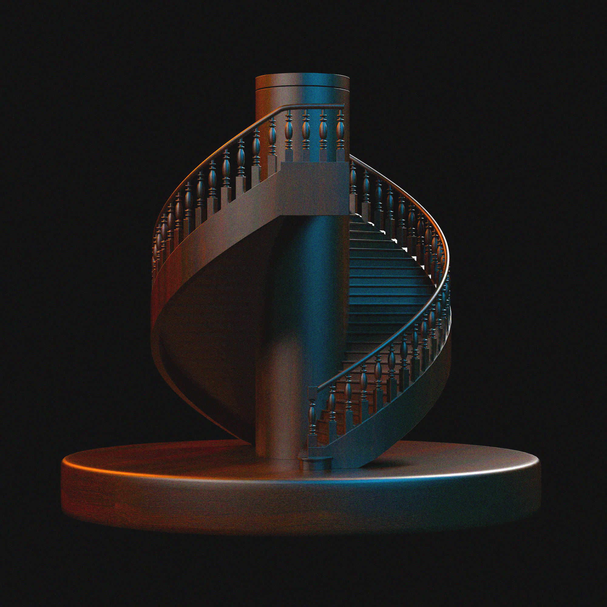 Stairs spiral staircase 3D model_1