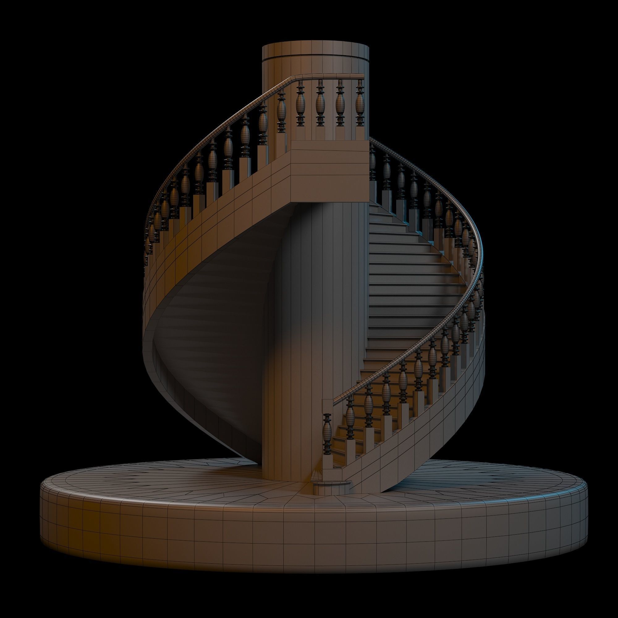 Stairs spiral staircase 3D model_4