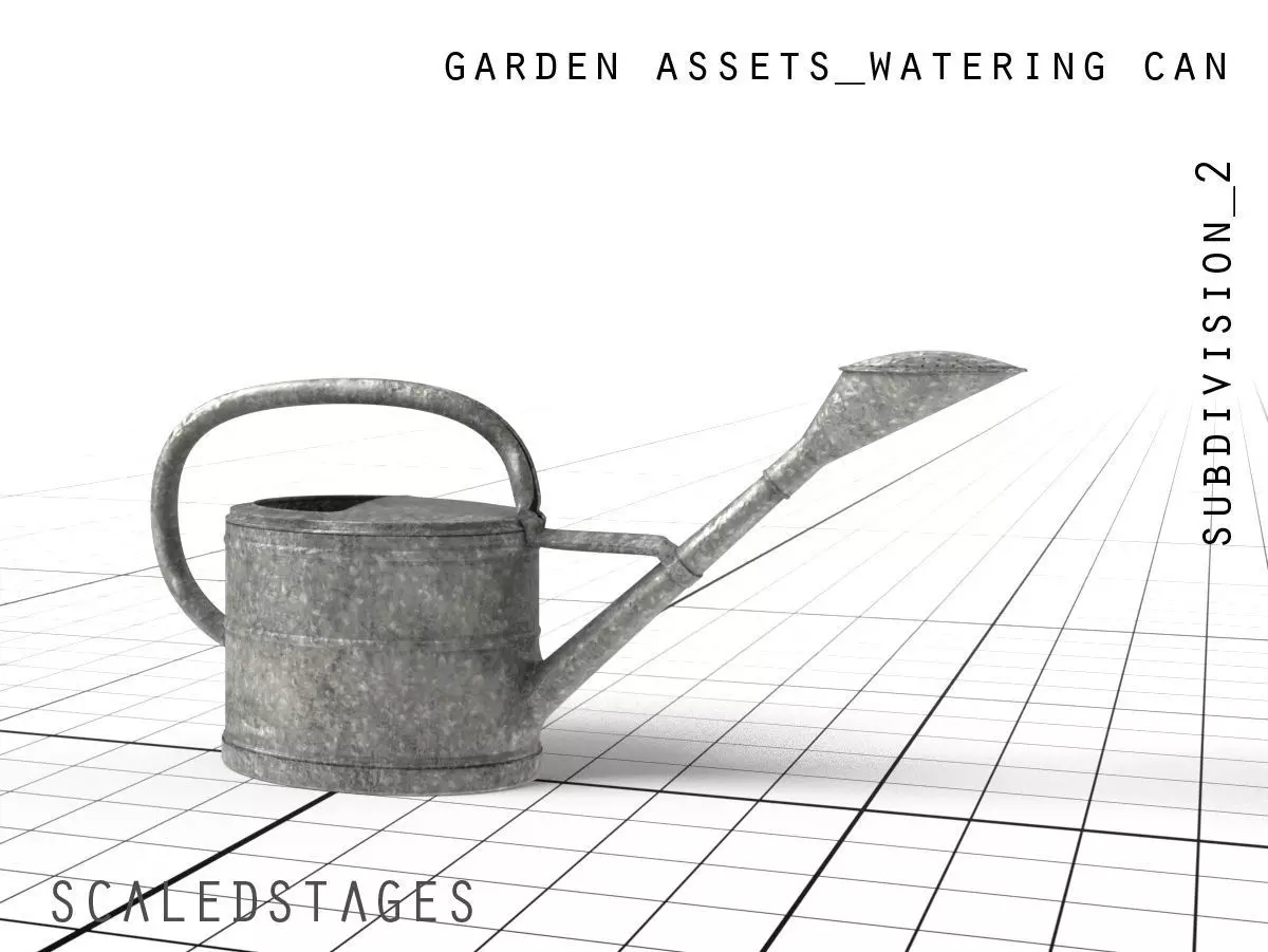 watering can Low-poly 3D model_0
