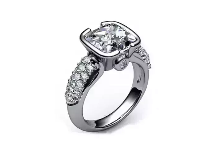 Diamond Cushion  Engagement ring Solitaire Anello ca14
