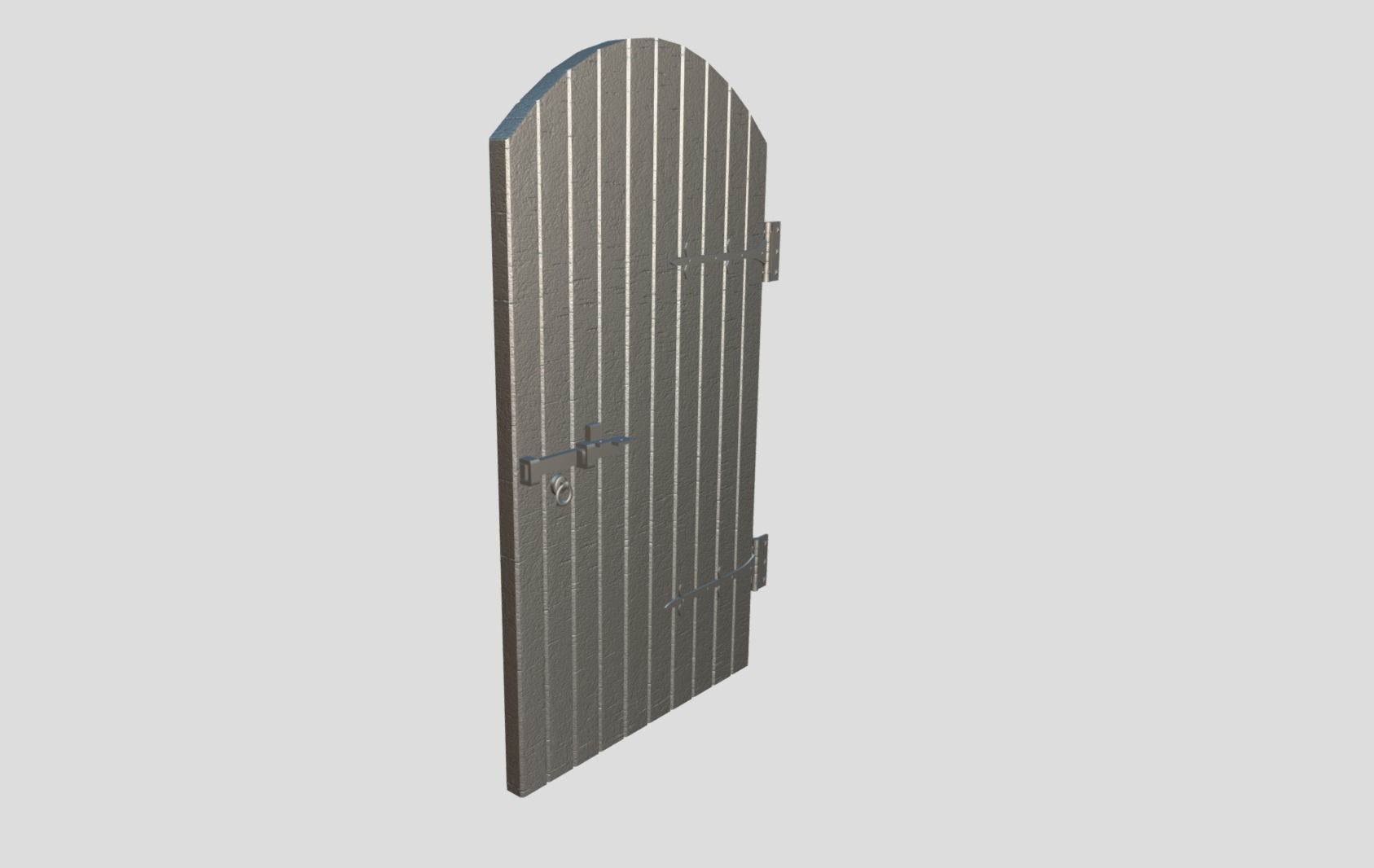 Medieval Arched Door Low-poly 3D model_9