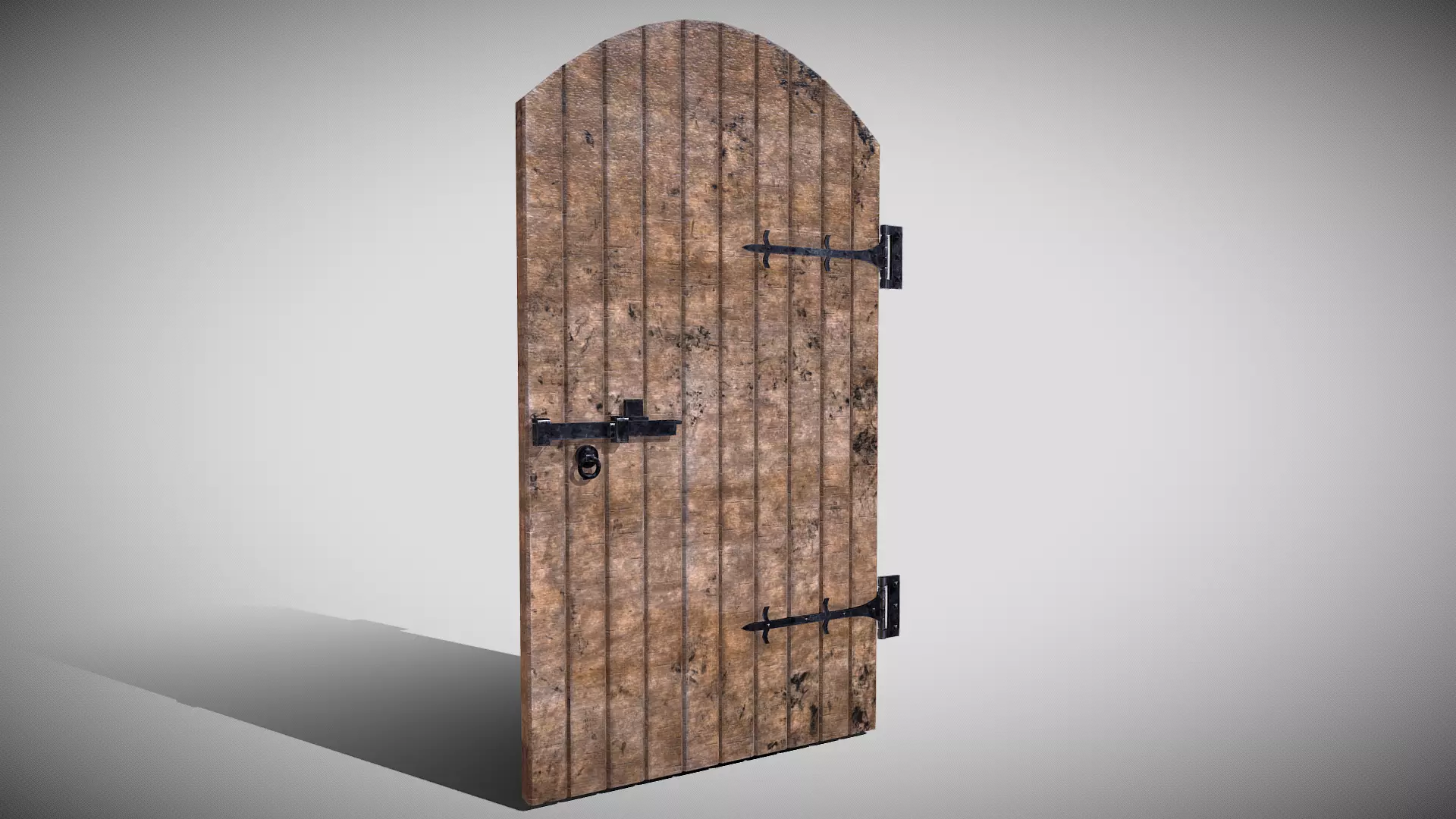 Medieval Arched Door Low-poly 3D model_0