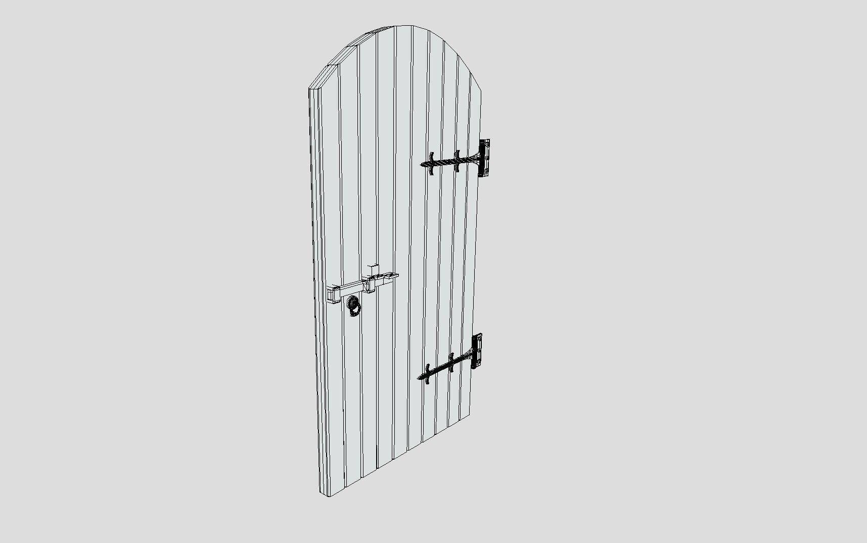 Medieval Arched Door Low-poly 3D model_7