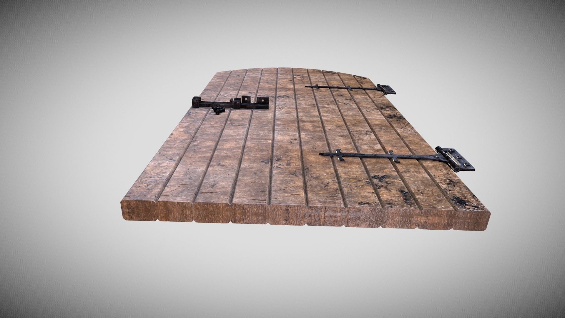 Medieval Arched Door Low-poly 3D model_5