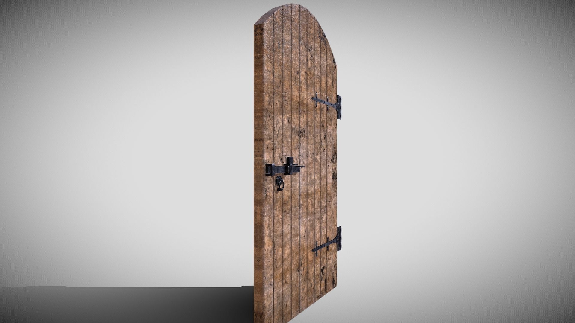 Medieval Arched Door Low-poly 3D model_3