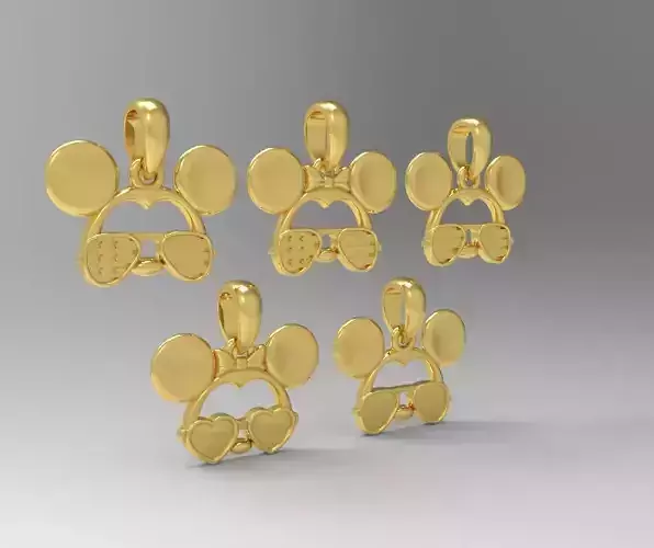 Pendant  Mickey Mouse with sunglasses Set 5 pcs