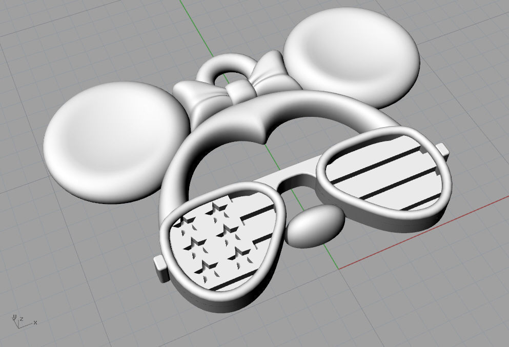 Pendant Mickey Mouse with sunglasses Set 5 pcs 3D print model_20