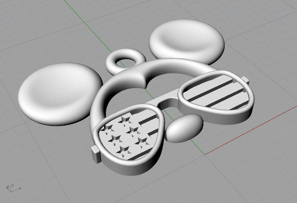 Pendant Mickey Mouse with sunglasses Set 5 pcs 3D print model_18