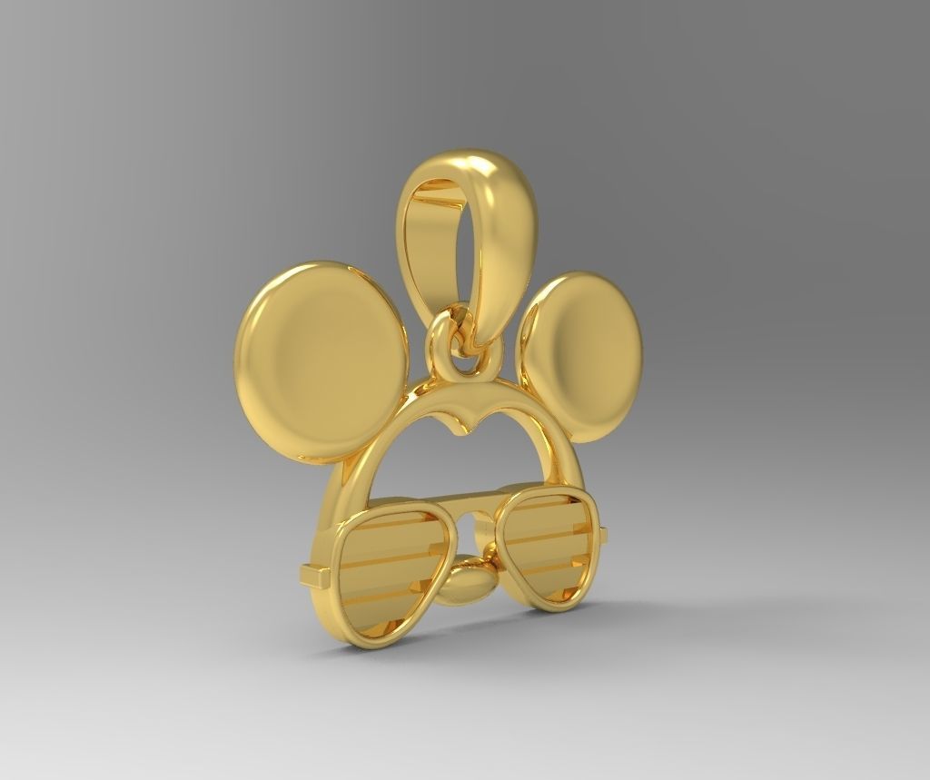 Pendant Mickey Mouse with sunglasses Set 5 pcs 3D print model_9