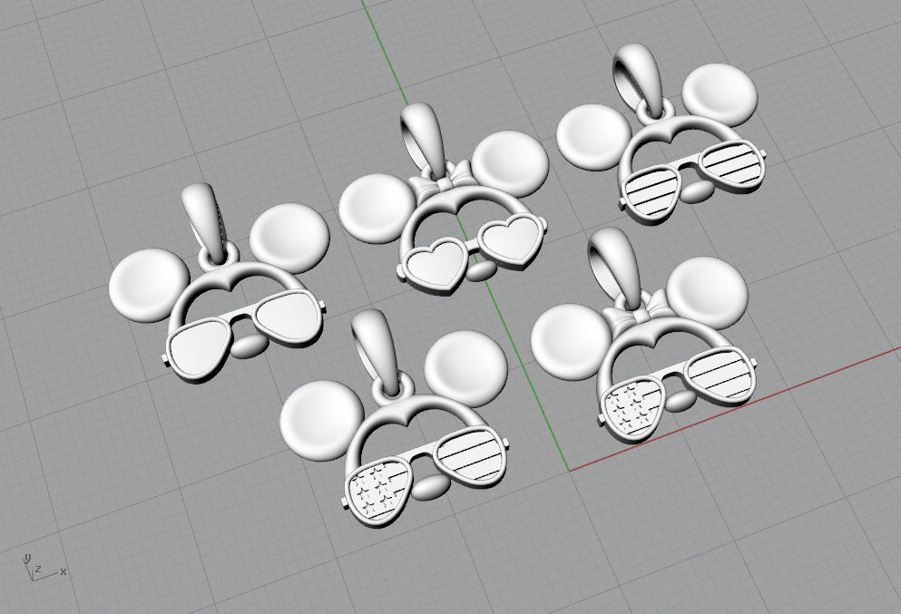 Pendant Mickey Mouse with sunglasses Set 5 pcs 3D print model_15