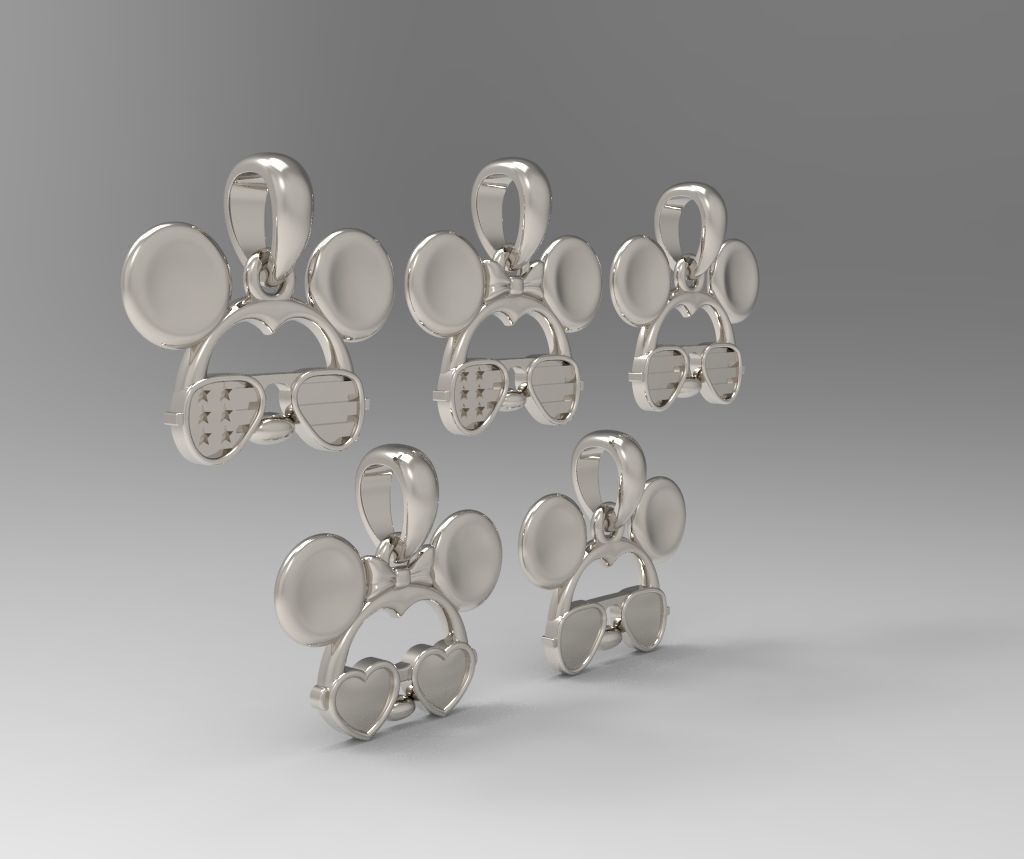 Pendant Mickey Mouse with sunglasses Set 5 pcs 3D print model_2