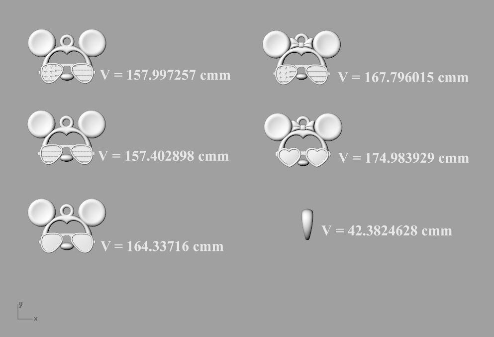 Pendant Mickey Mouse with sunglasses Set 5 pcs 3D print model_14