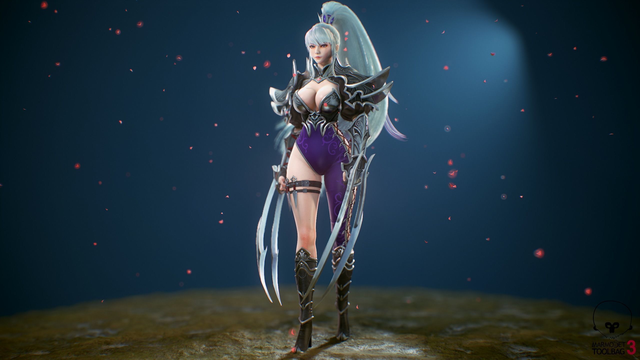 Assassin Girl  Low-poly 3D model_4