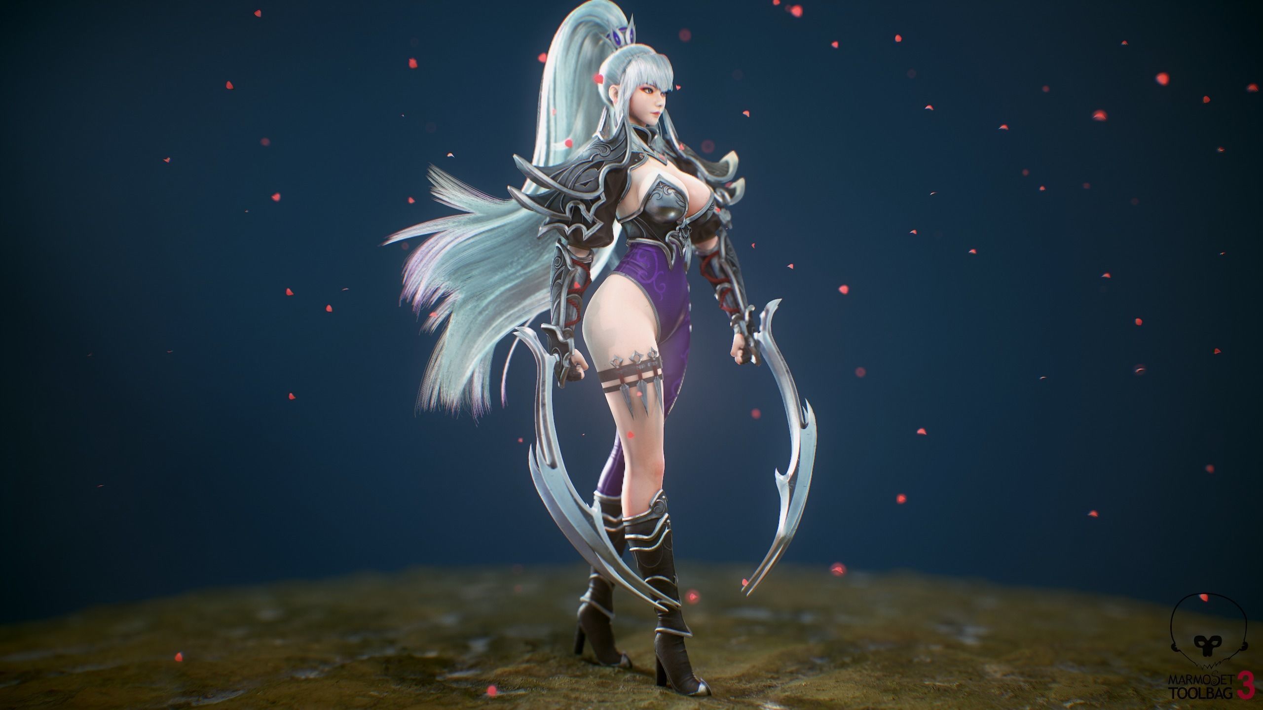 Assassin Girl  Low-poly 3D model_2