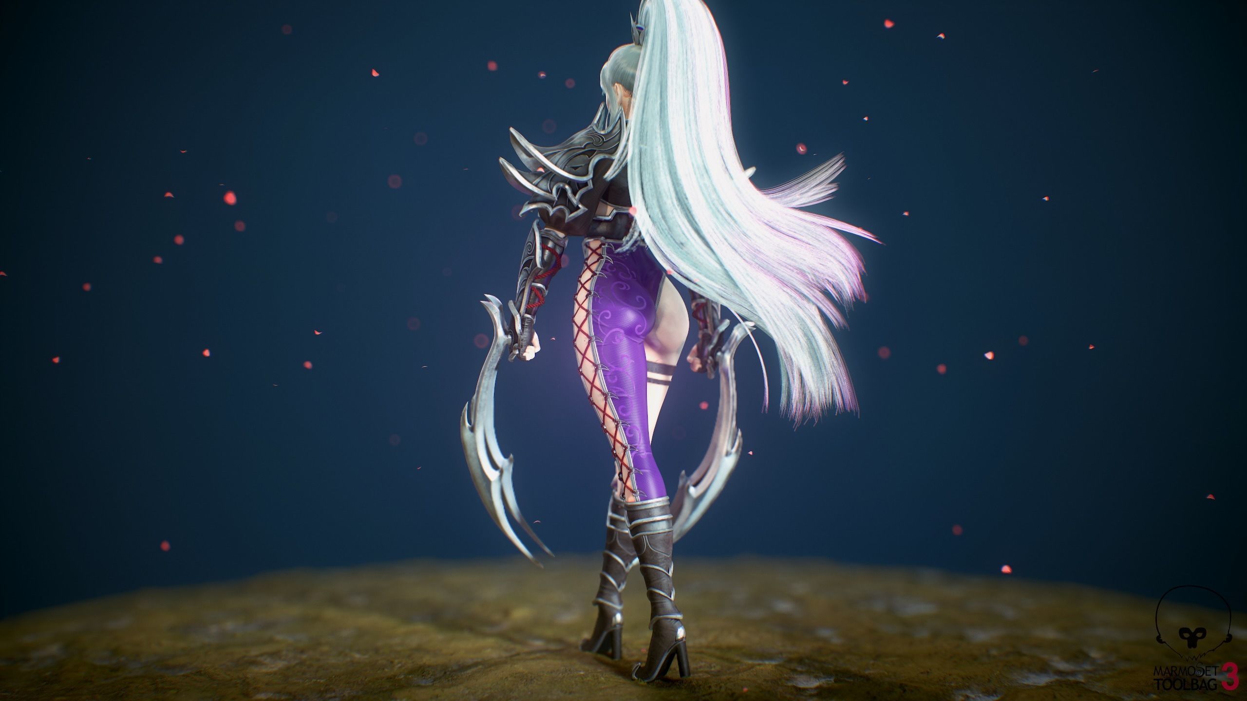 Assassin Girl  Low-poly 3D model_3