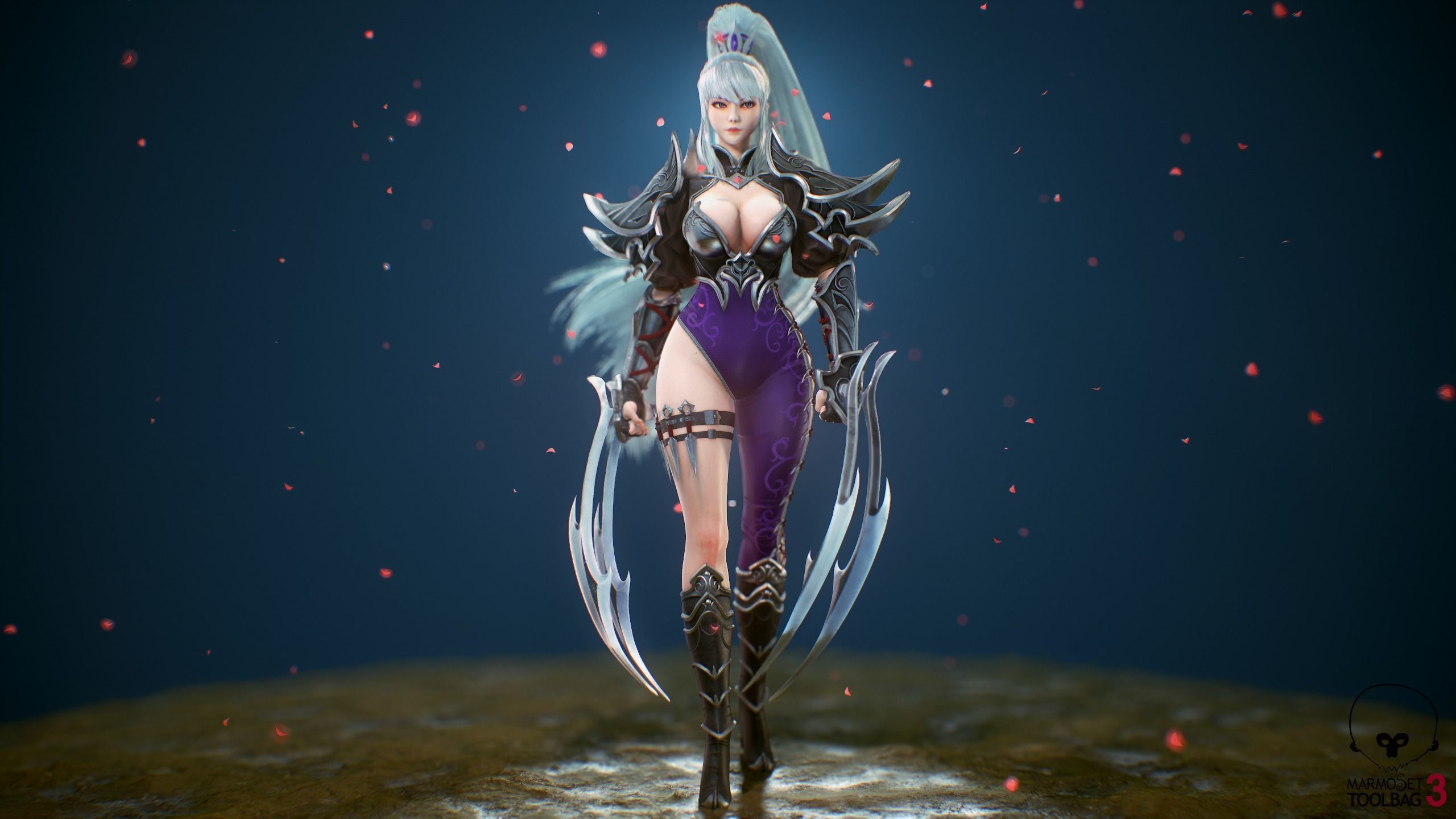 Assassin Girl  Low-poly 3D model_1