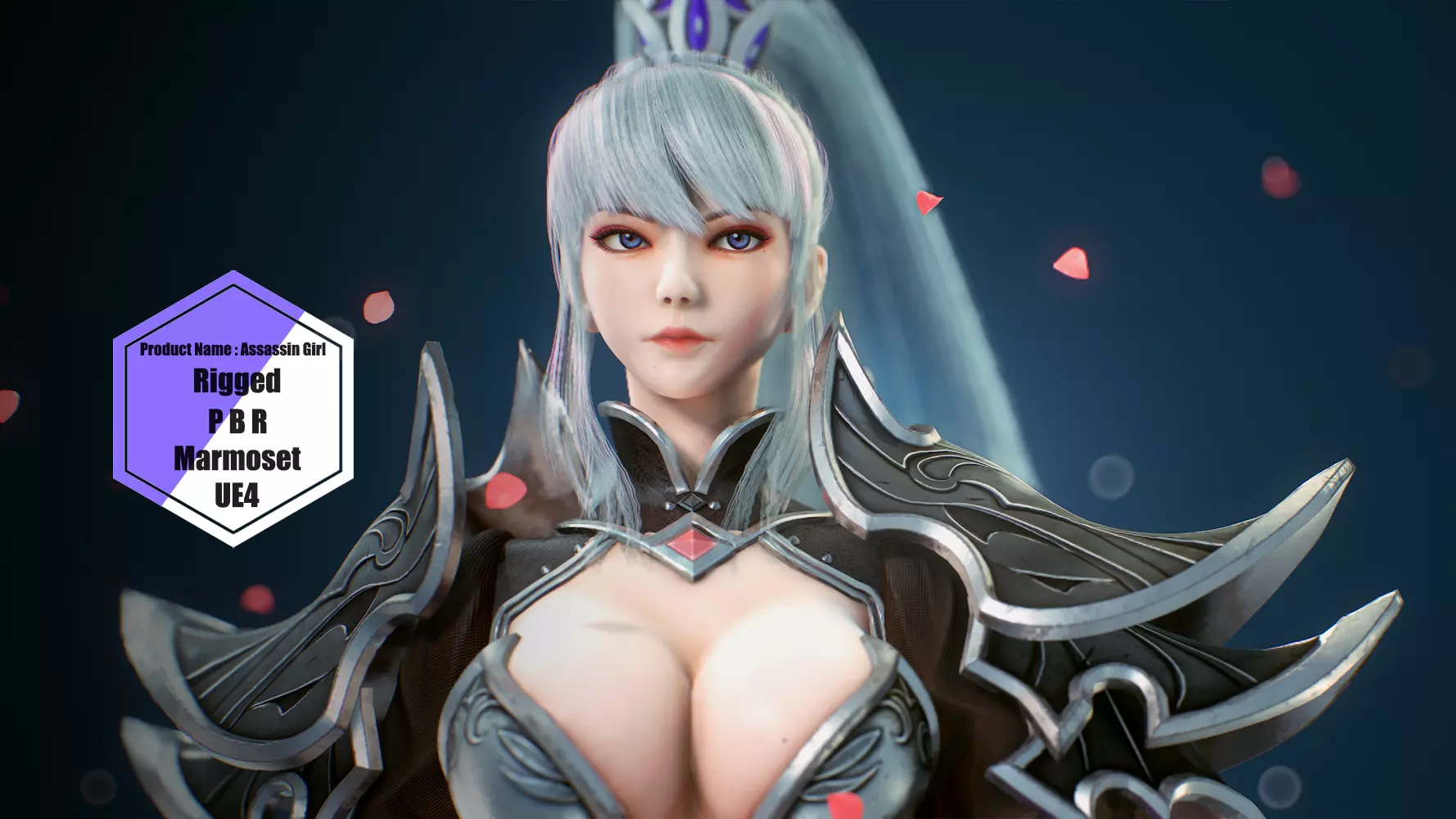 Assassin Girl  Low-poly 3D model_0