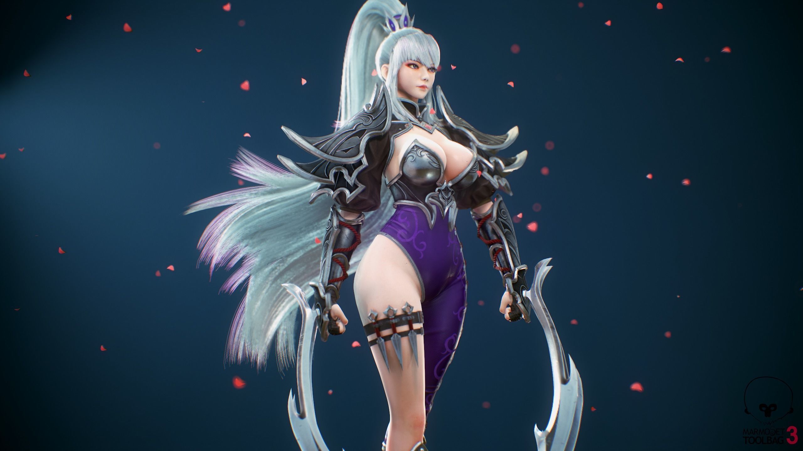 Assassin Girl  Low-poly 3D model_6