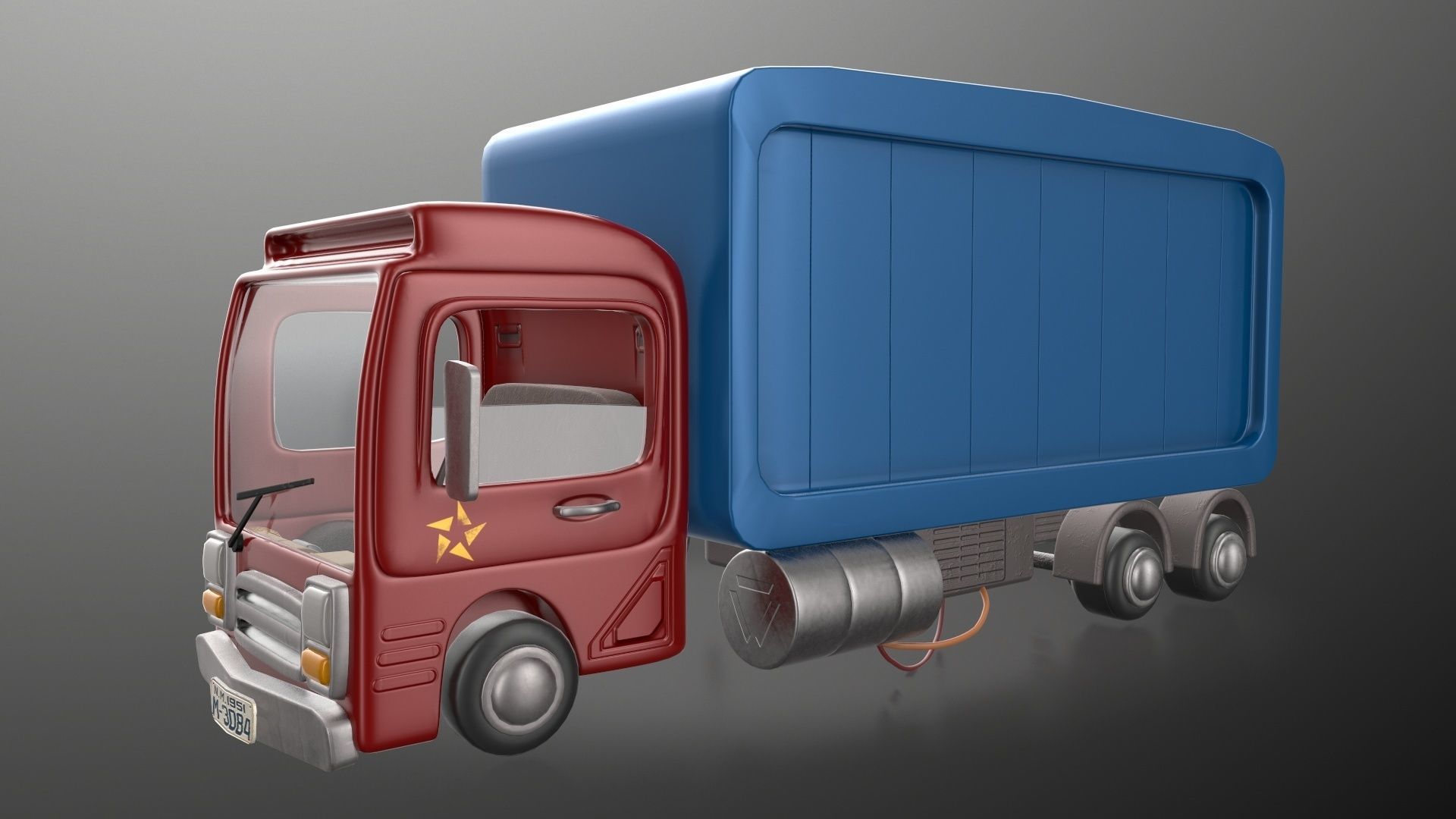 Cartoon Red Truck PBR  Low-poly 3D model_24