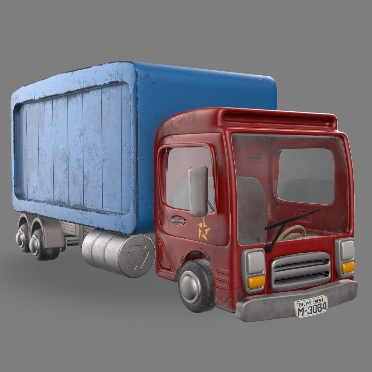 Cartoon Red Truck PBR  Low-poly 3D model_2