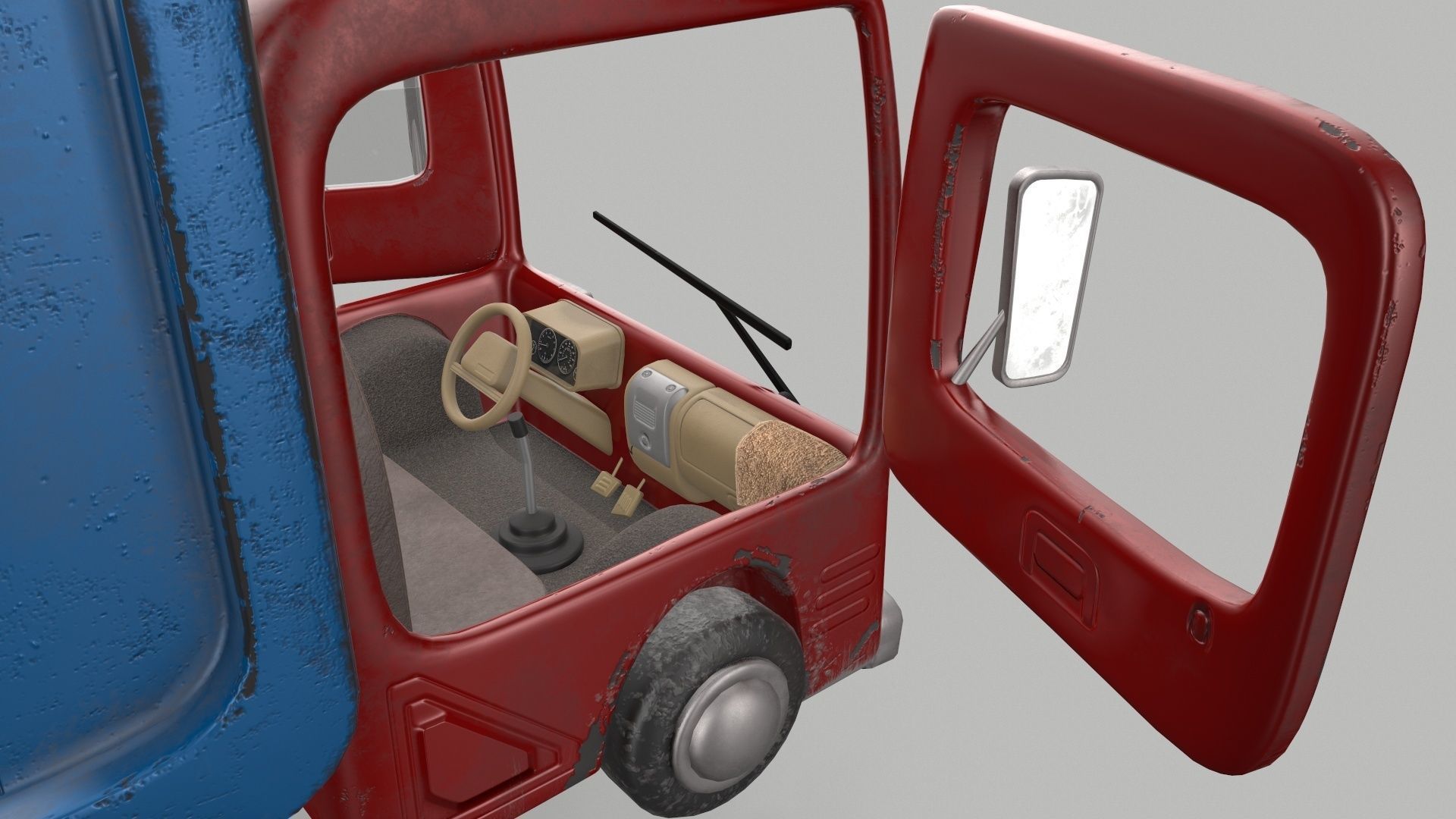 Cartoon Red Truck PBR  Low-poly 3D model_8