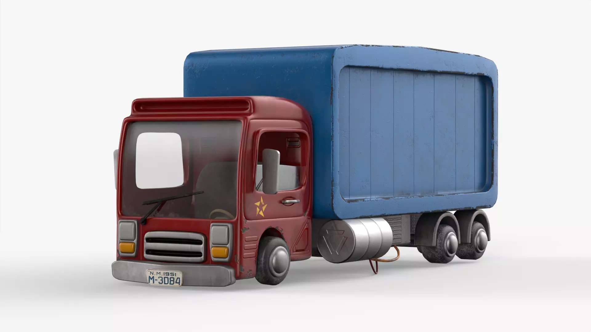 Cartoon Red Truck PBR  Low-poly 3D model_0