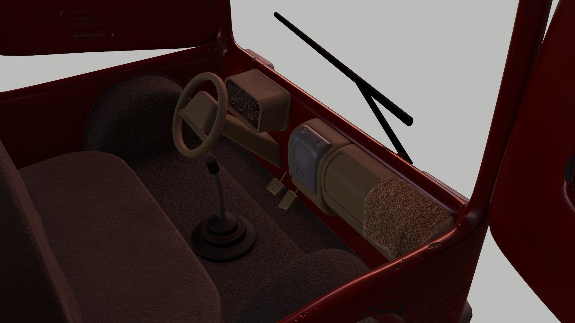 Cartoon Red Truck PBR  Low-poly 3D model_9