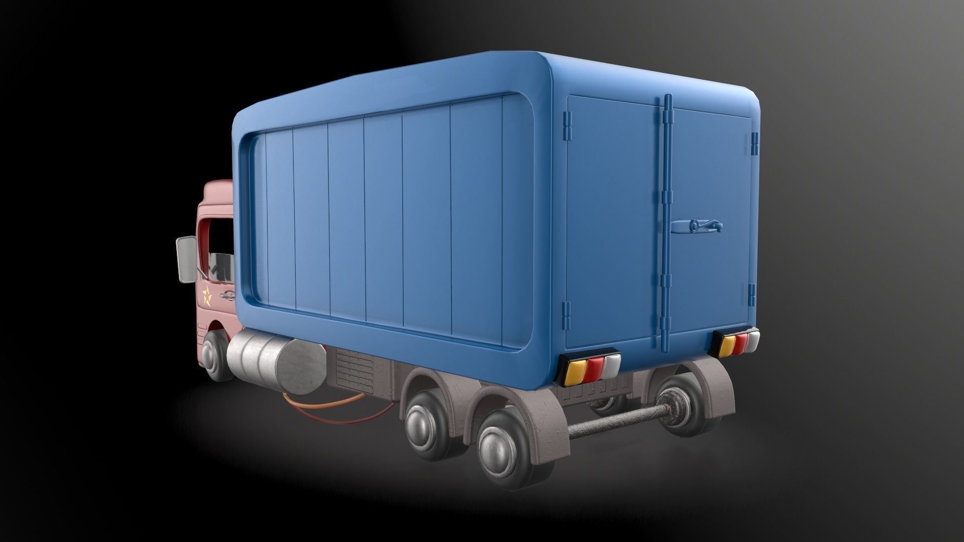 Cartoon Red Truck PBR  Low-poly 3D model_23