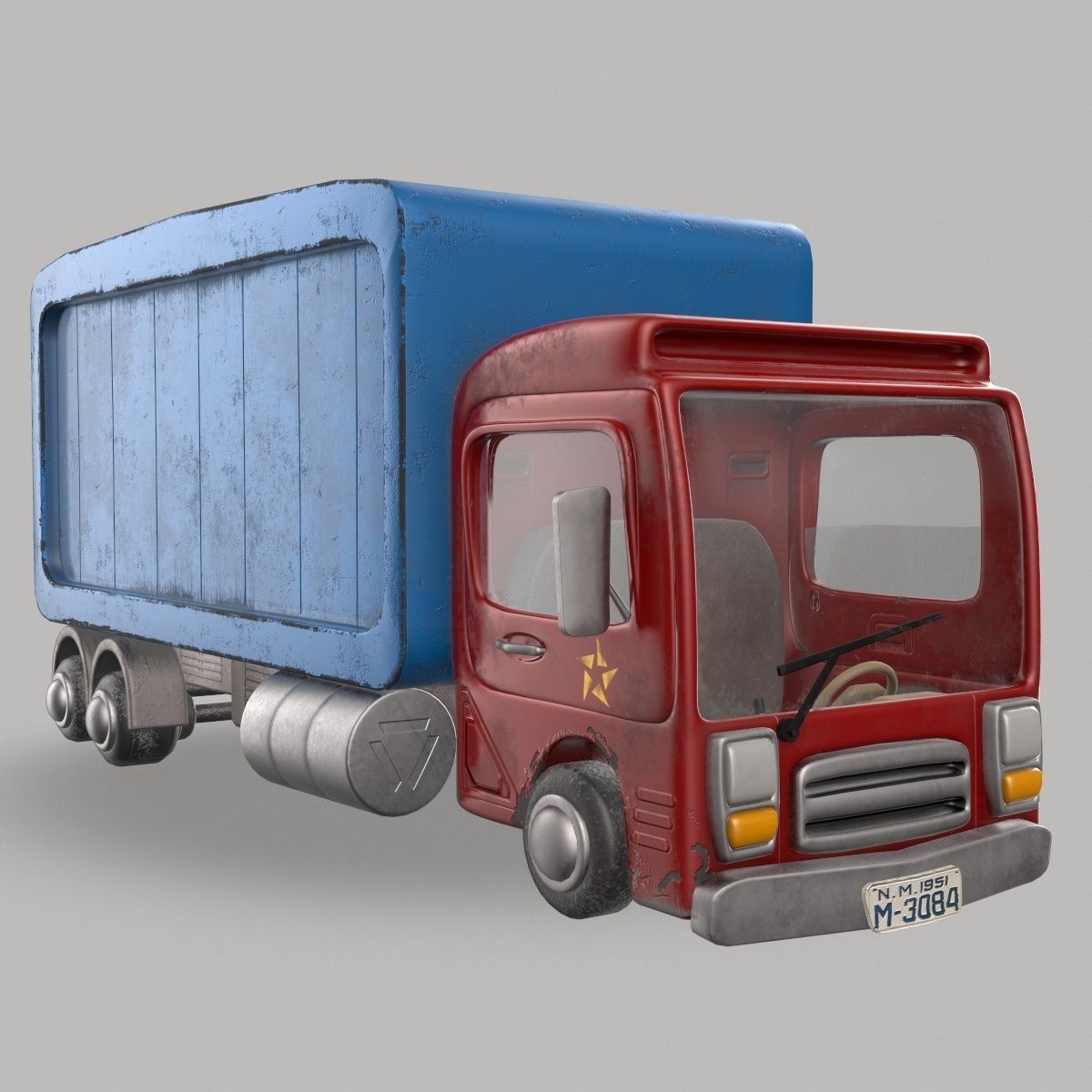 Cartoon Red Truck PBR  Low-poly 3D model_1