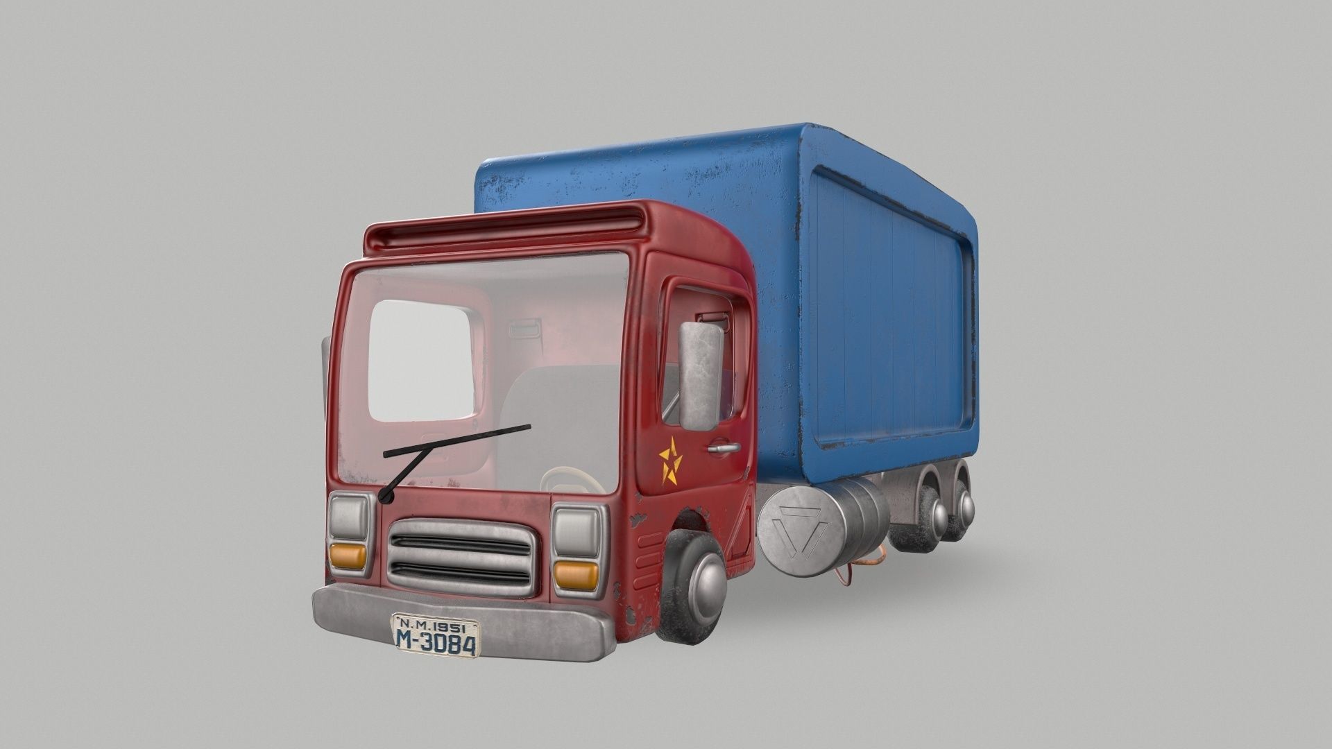 Cartoon Red Truck PBR  Low-poly 3D model_3