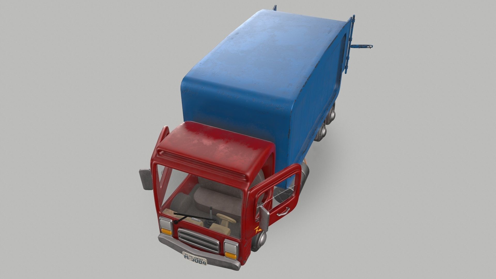Cartoon Red Truck PBR  Low-poly 3D model_12