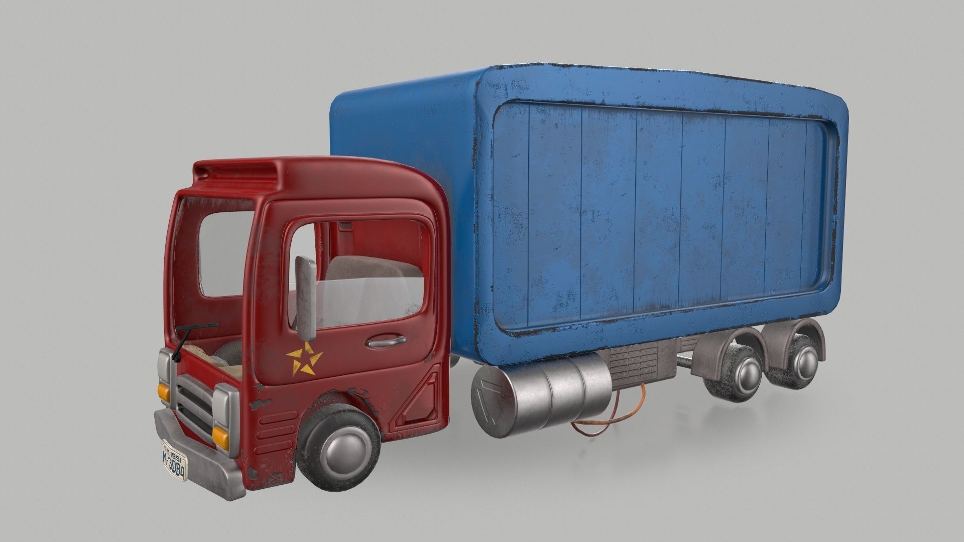 Cartoon Red Truck PBR  Low-poly 3D model_4