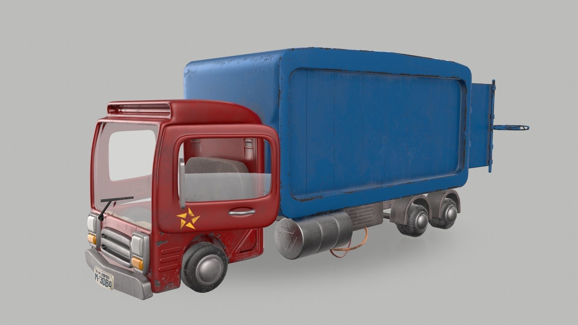 Cartoon Red Truck PBR  Low-poly 3D model_10