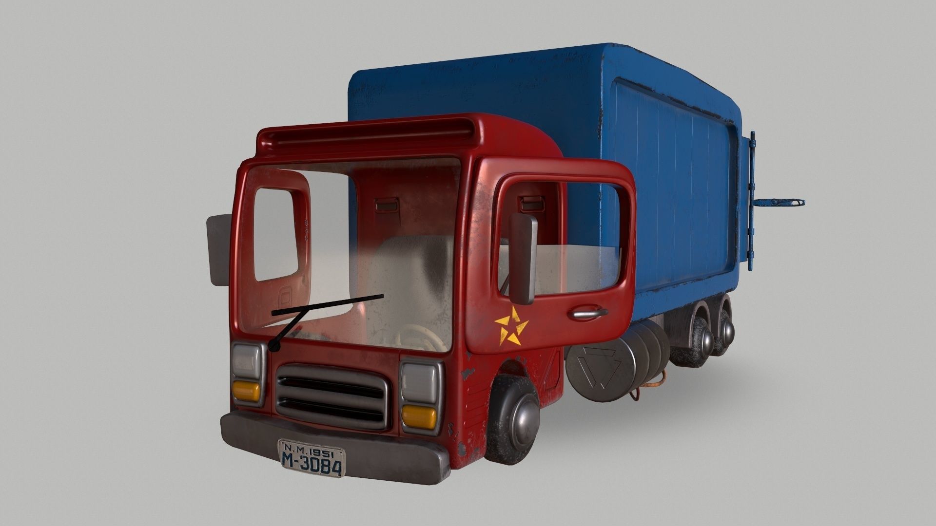 Cartoon Red Truck PBR  Low-poly 3D model_15