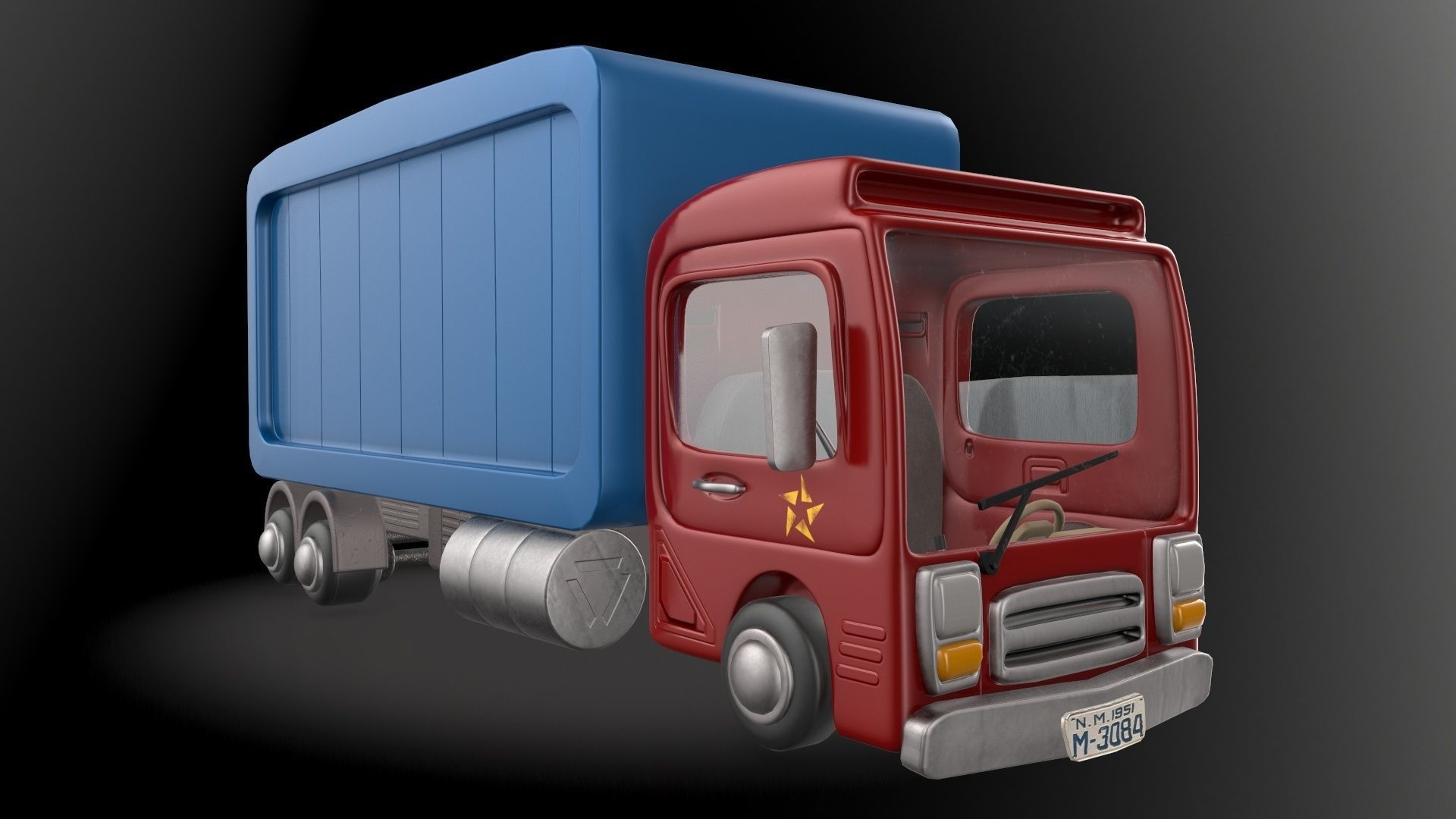 Cartoon Red Truck PBR  Low-poly 3D model_22