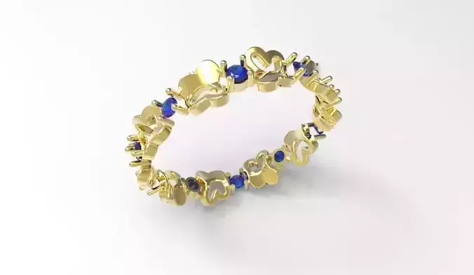 Anillo Mariposas con piedras 3D print model