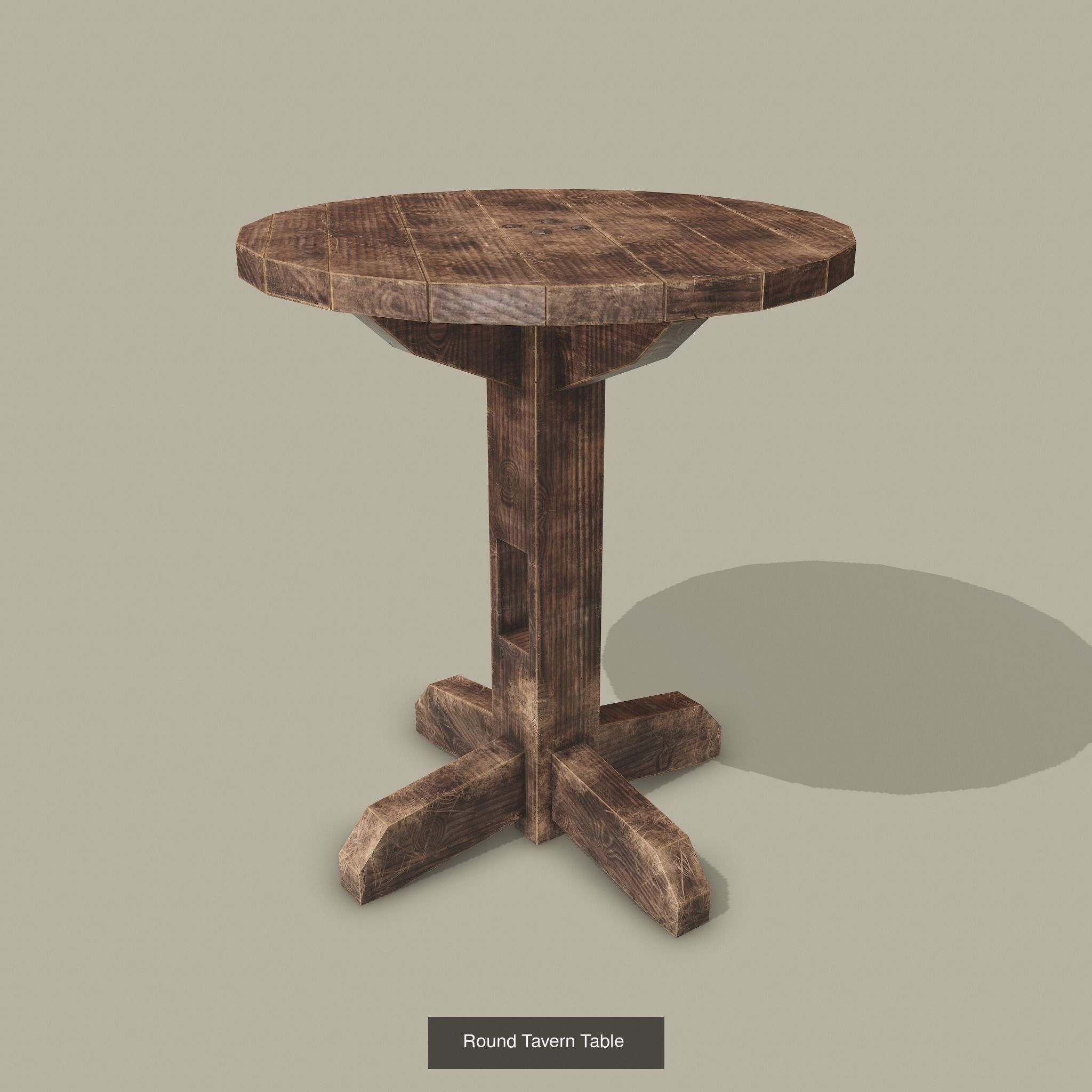 Medieval Tavern Style High Table and Chairs 3D Model Collection_9