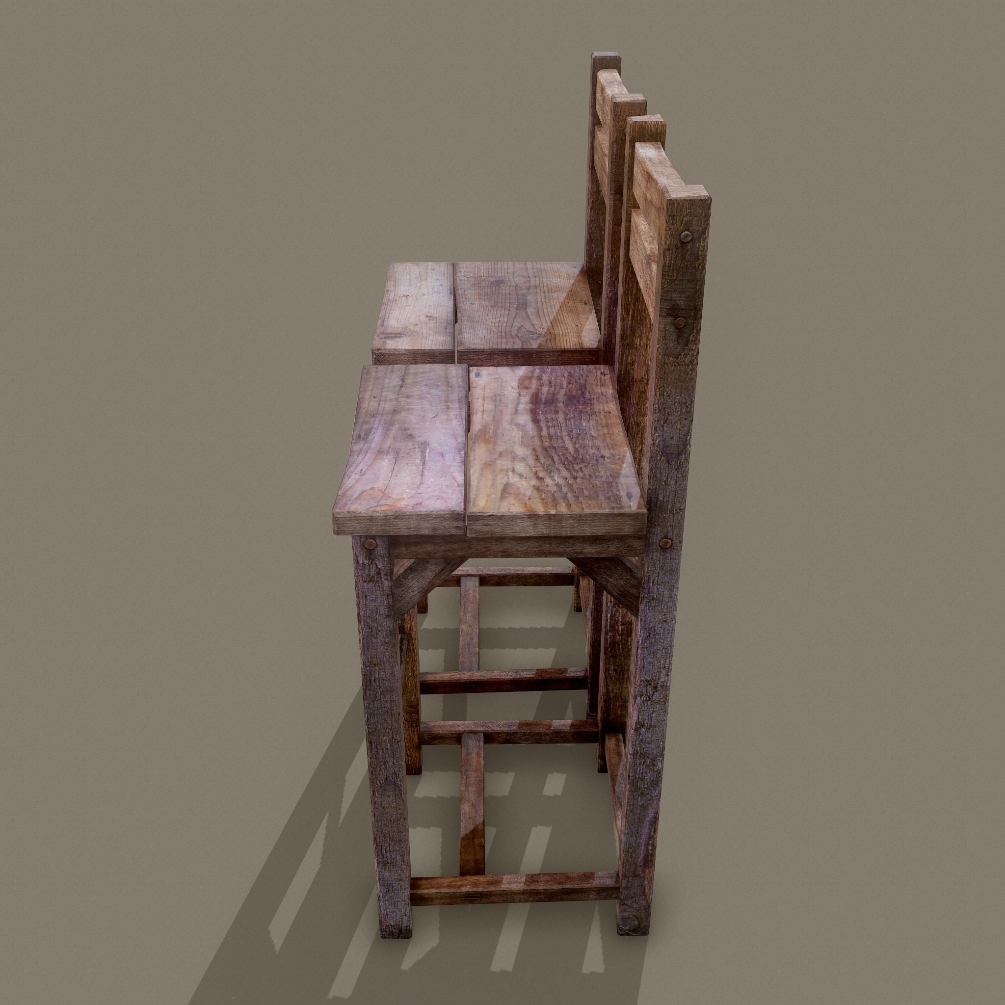 Medieval Tavern Style High Table and Chairs 3D Model Collection_12