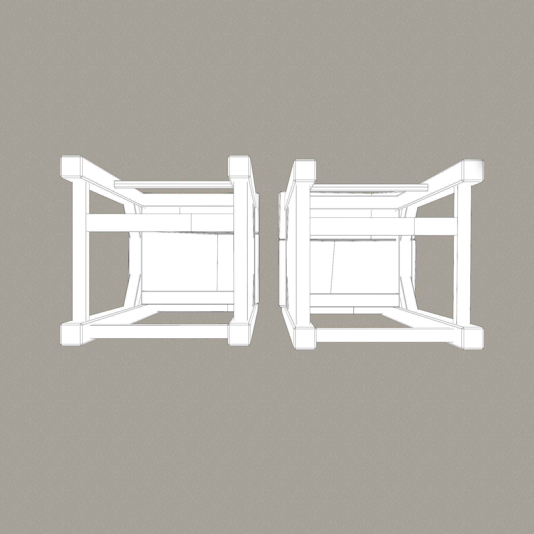 Medieval Tavern Style High Table and Chairs 3D Model Collection_44