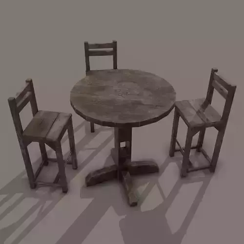 Medieval Tavern Style High Table and Chairs 3D Model Collection
