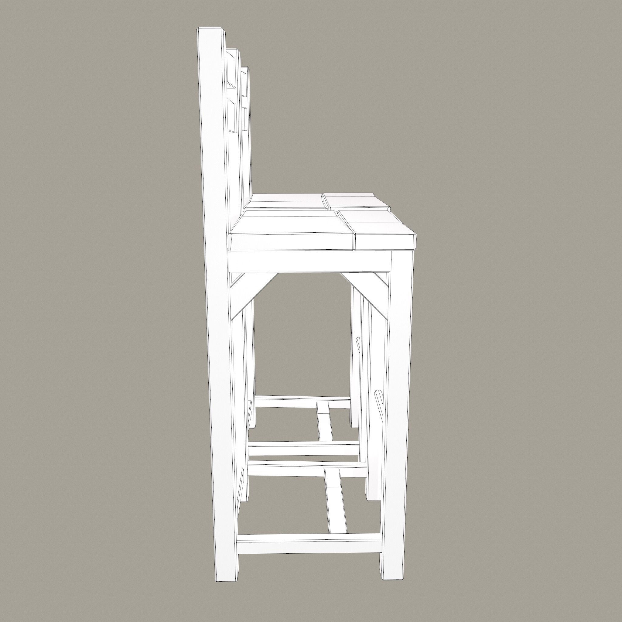 Medieval Tavern Style High Table and Chairs 3D Model Collection_45