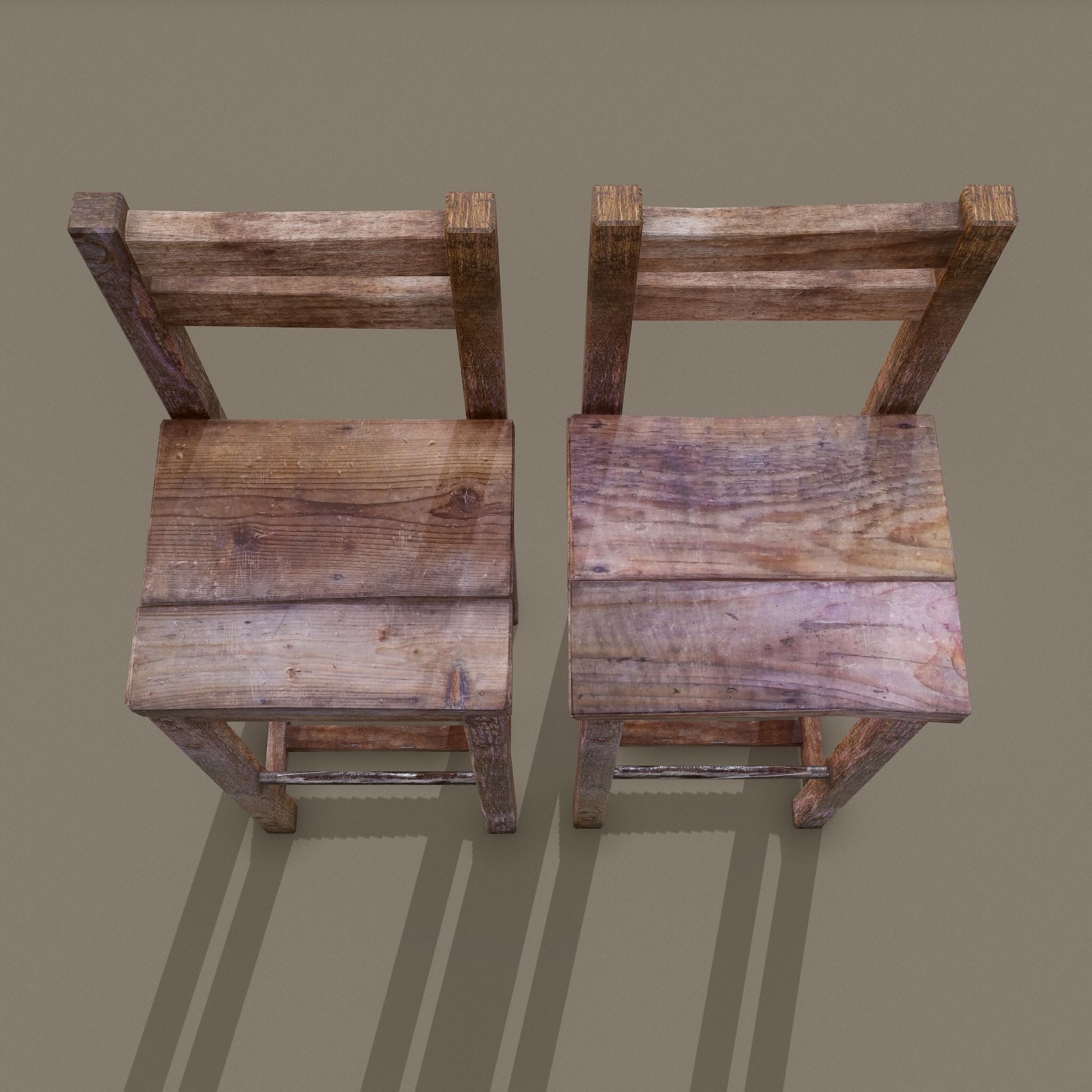 Medieval Tavern Style High Table and Chairs 3D Model Collection_22