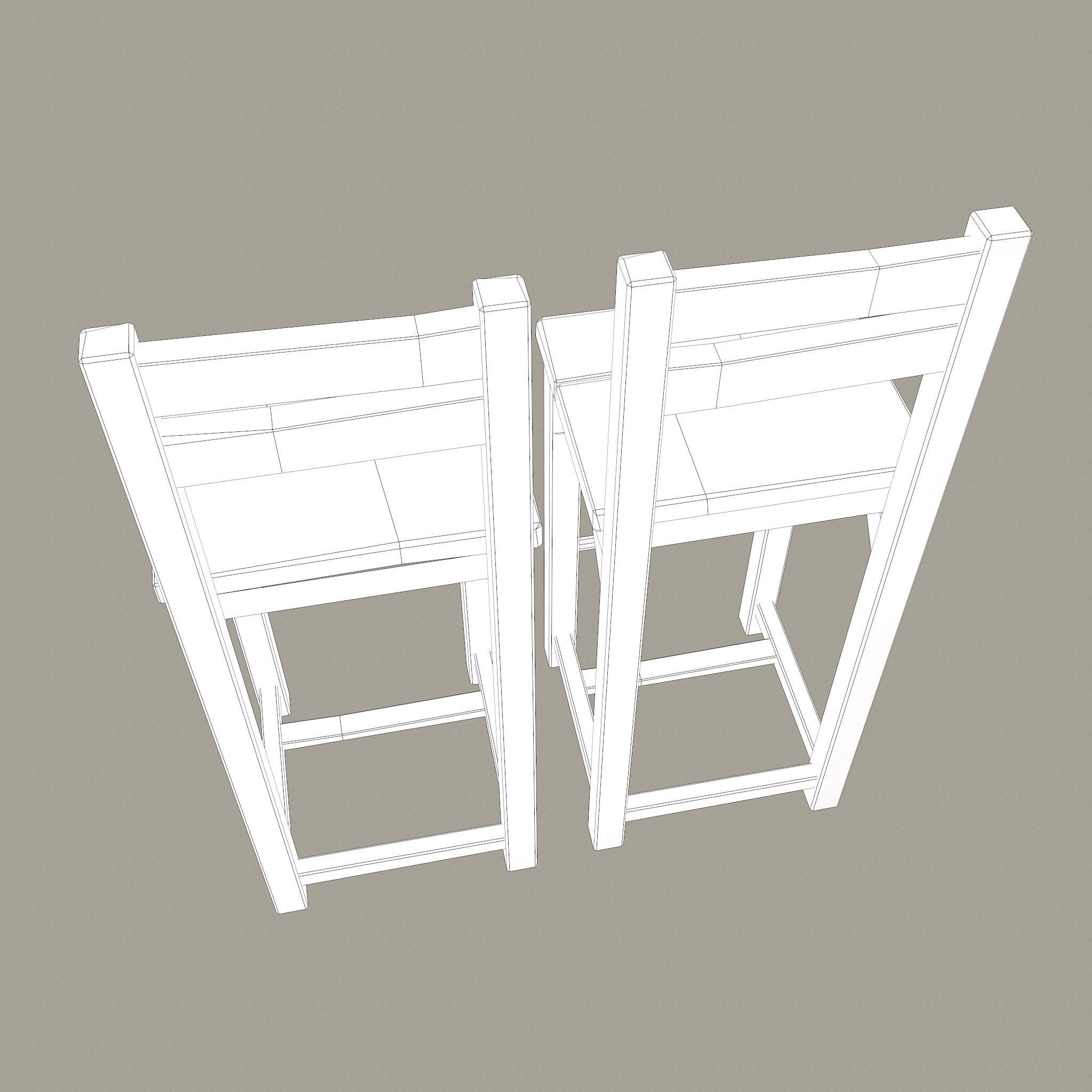 Medieval Tavern Style High Table and Chairs 3D Model Collection_46