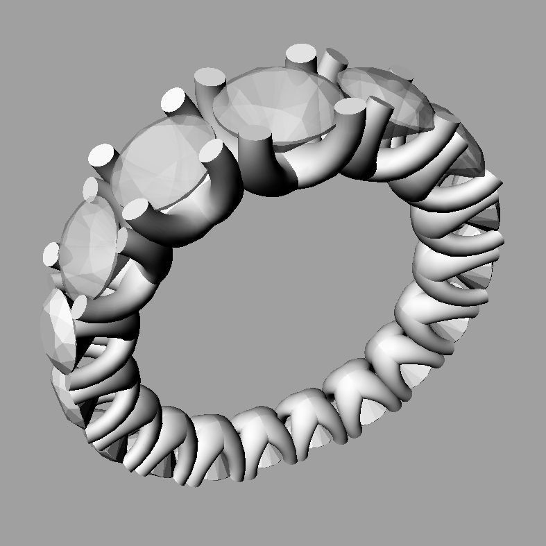 Stone Eternity diamonds  Ring Anello Veretta a scalare v4 3D print model_4